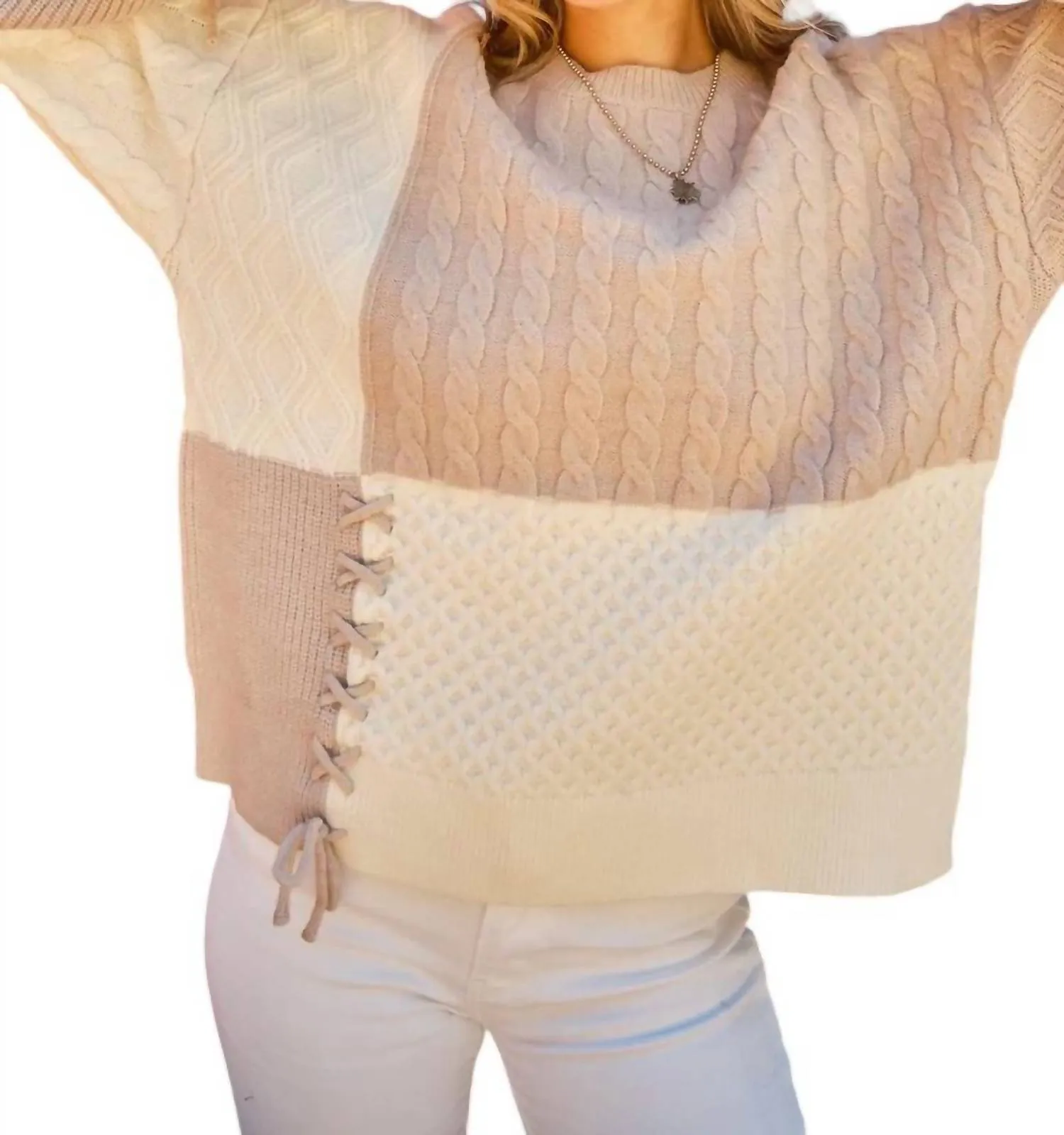 Tied Me Up Sweater In Cream/latte