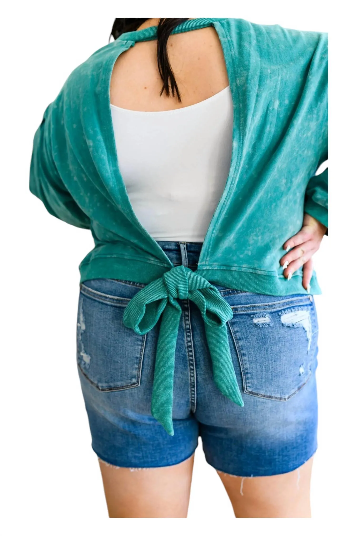Tied Up Sweater In Teal