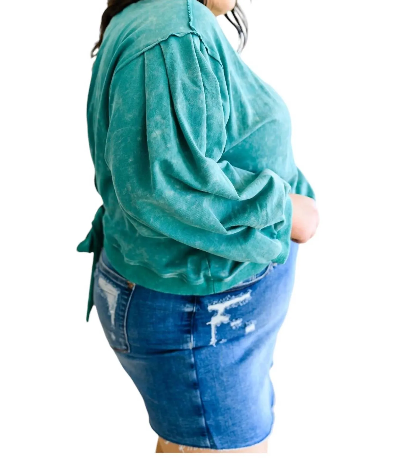 Tied Up Sweater In Teal