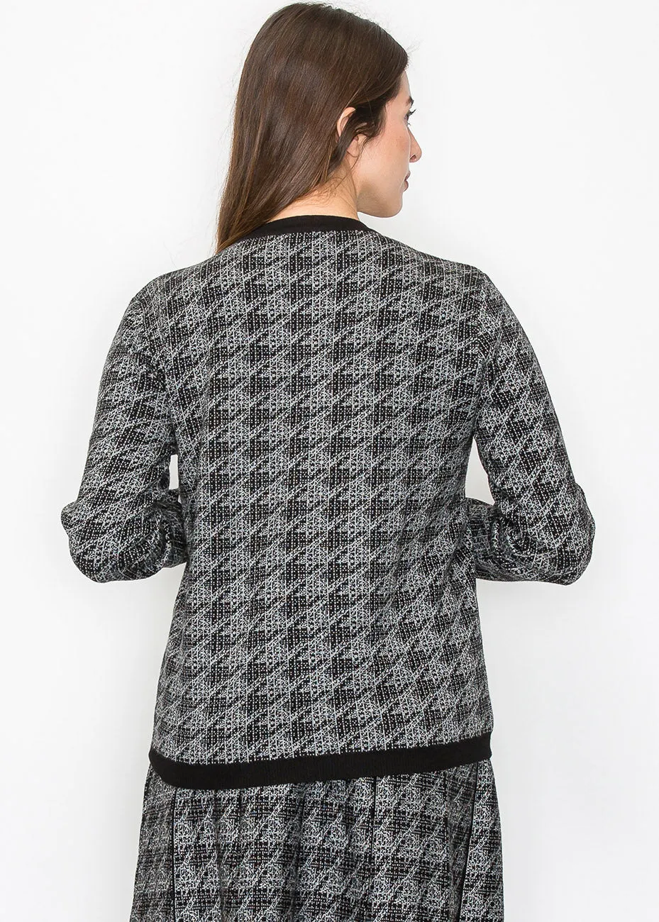 Timeless Houndstooth Knit Cardigan