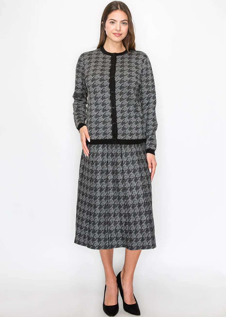 Timeless Houndstooth Knit Cardigan