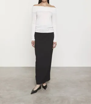 Tissue Cashmere Exposed Shoulder Sweater In Undyed