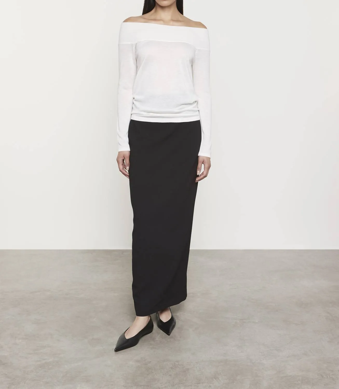 Tissue Cashmere Exposed Shoulder Sweater In Undyed
