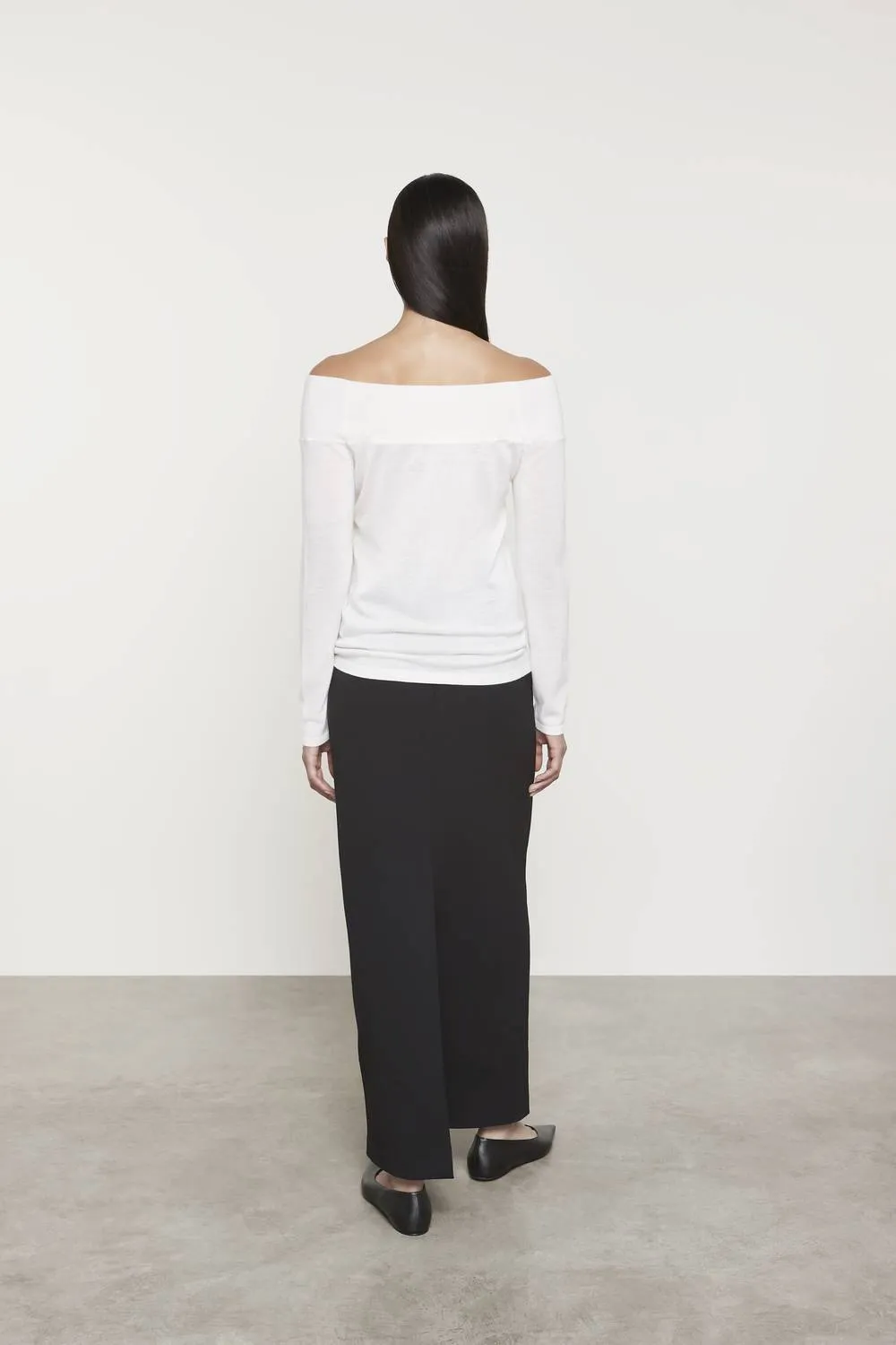 Tissue Cashmere Exposed Shoulder Sweater In Undyed