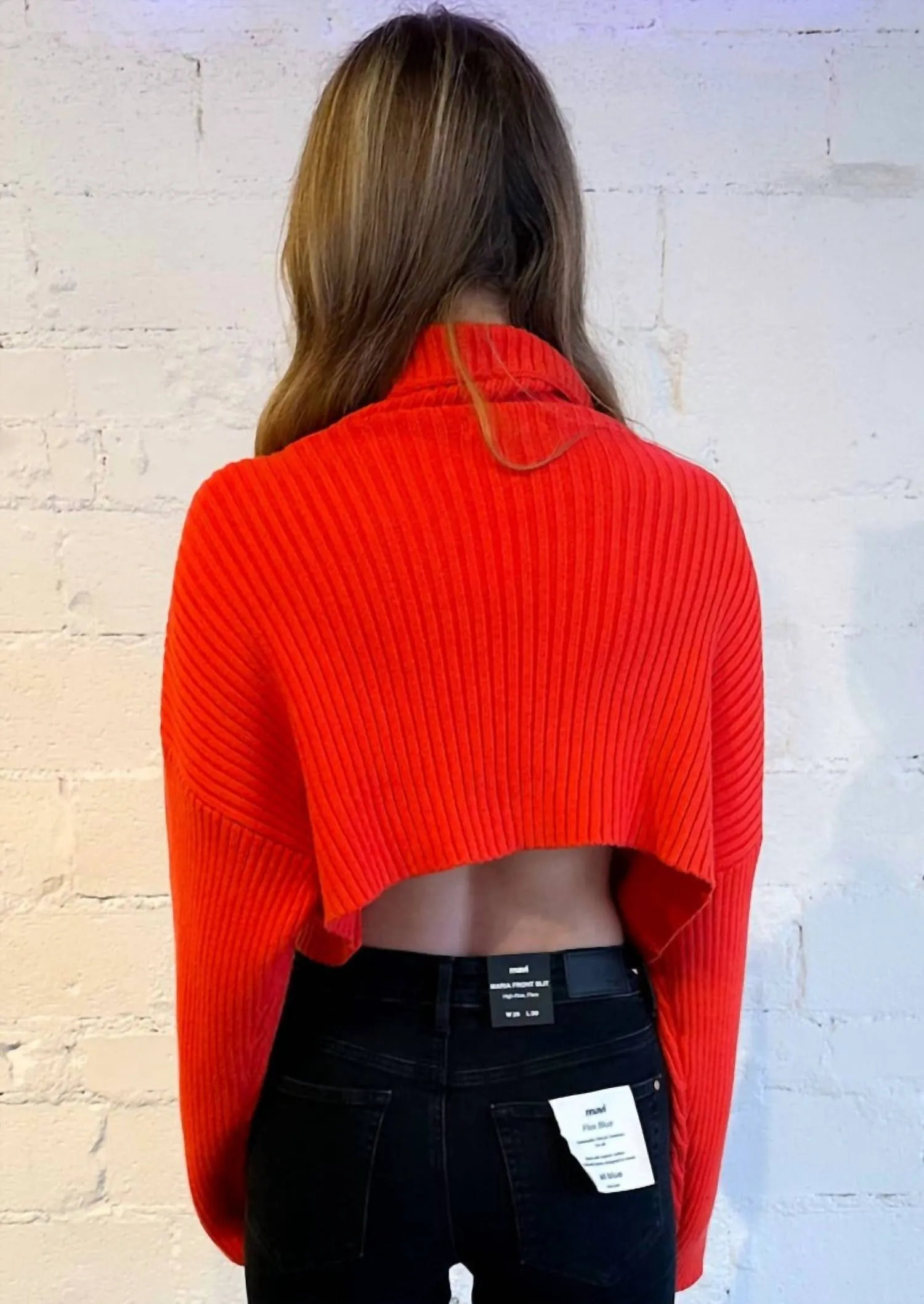 Toasty Babe Turtleneck Crop Sweater In Orange