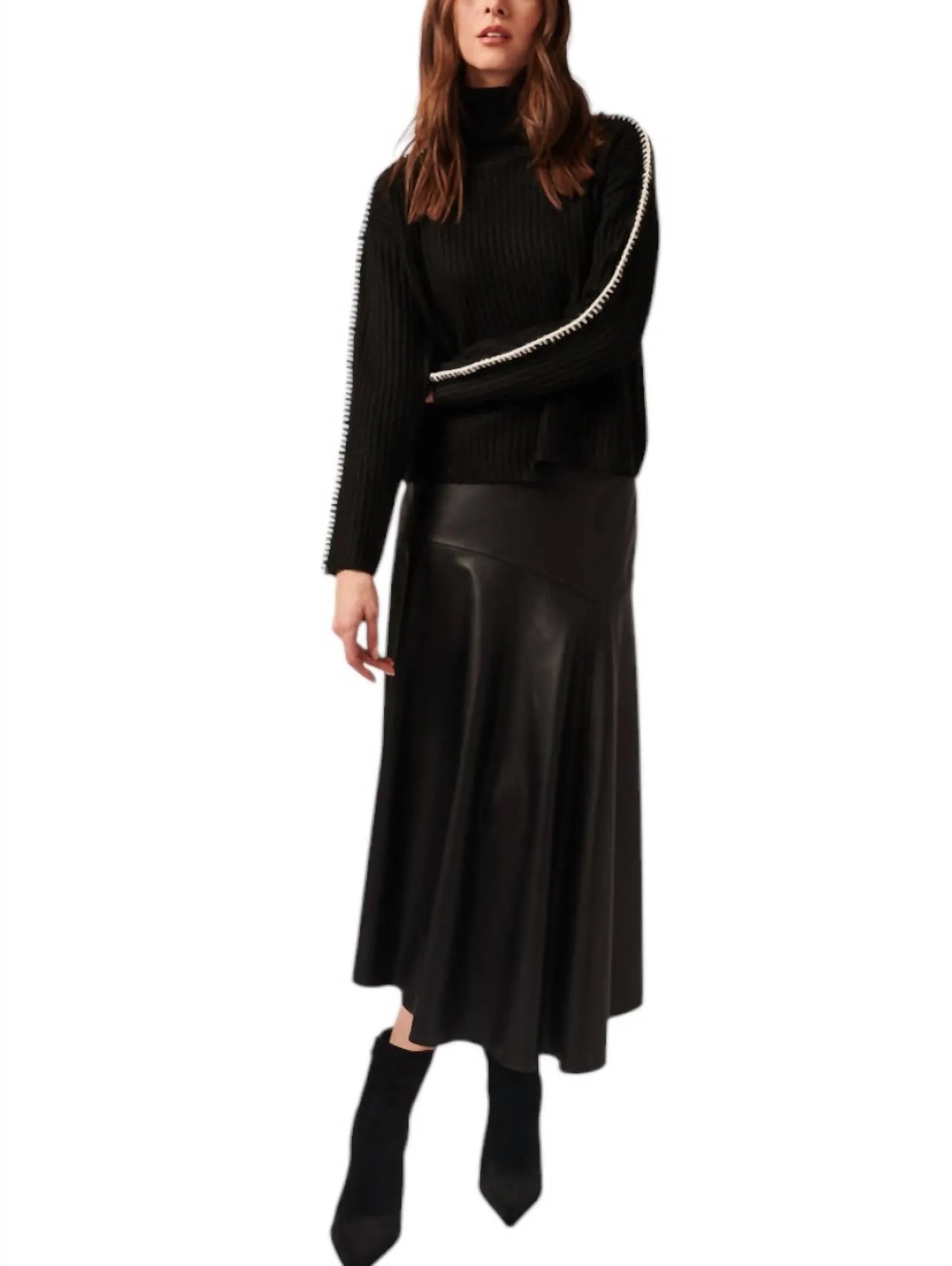 Trinity Turtleneck Sweater In Nightfall Raven