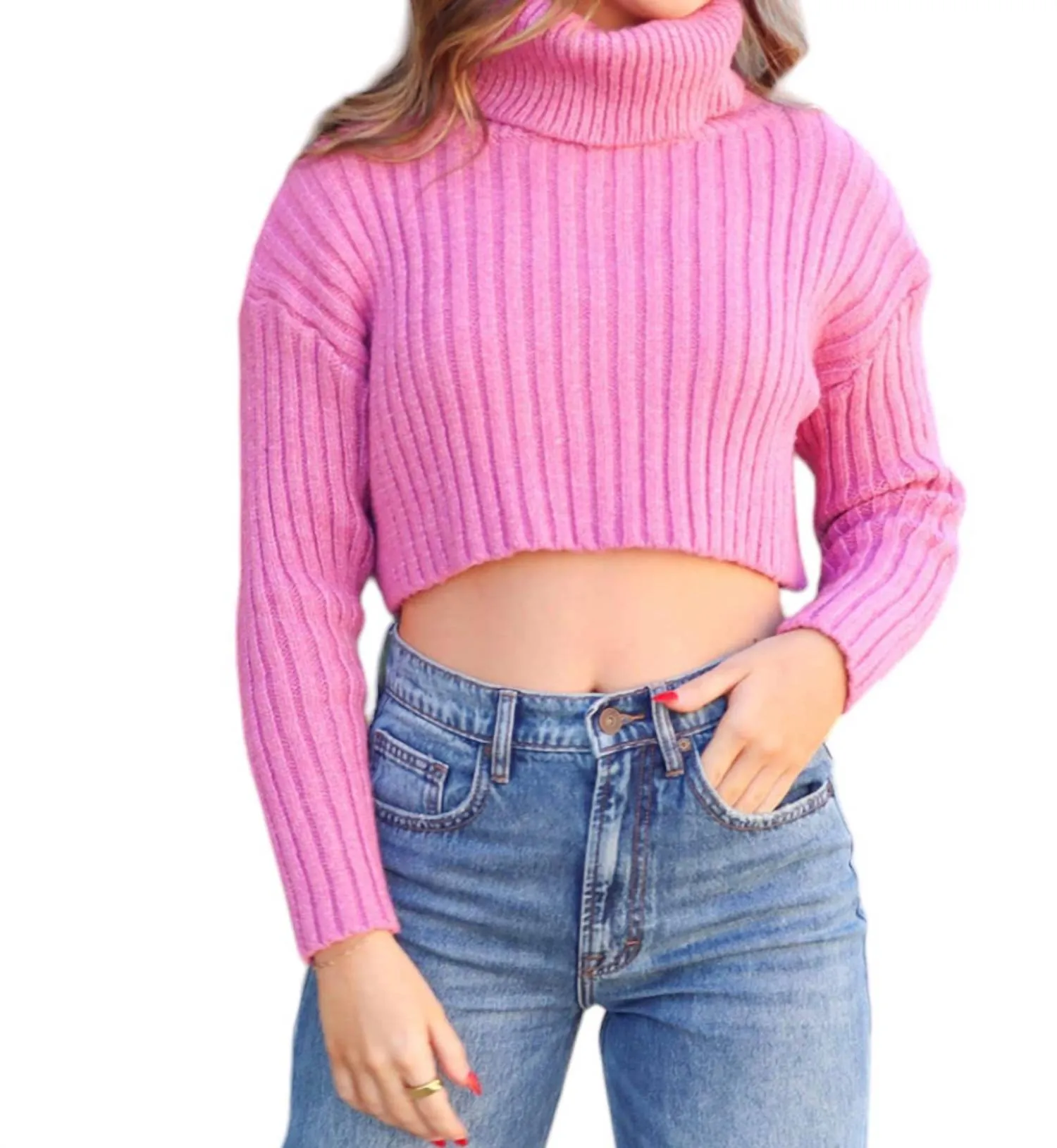 Turtleneck Sweater In Mauve