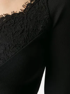 Valentino Lace-Trim Fitted Jumper