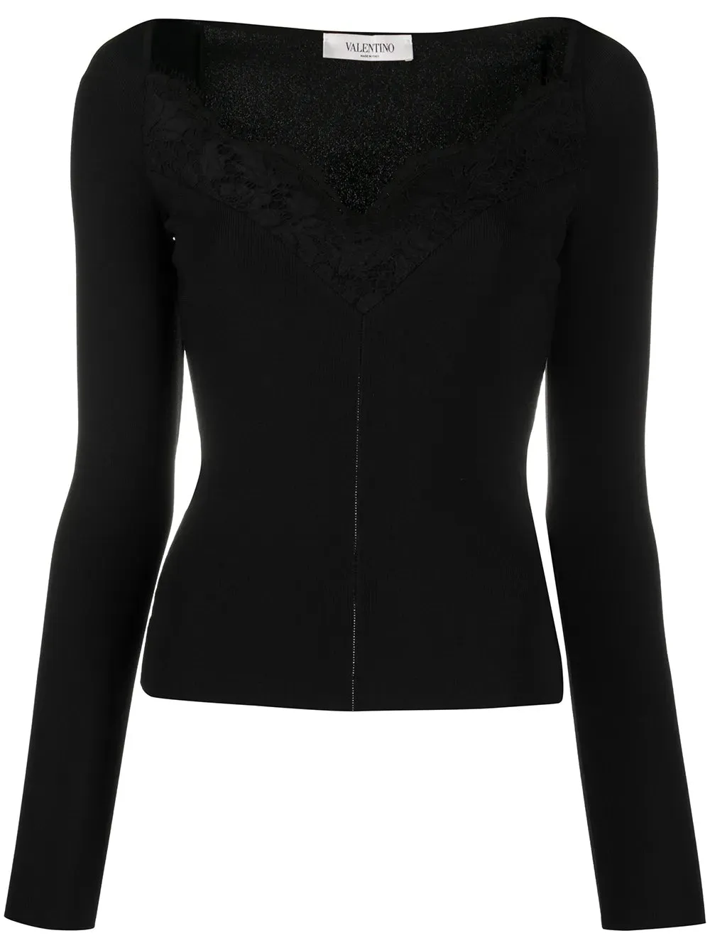 Valentino Lace-Trim Fitted Jumper