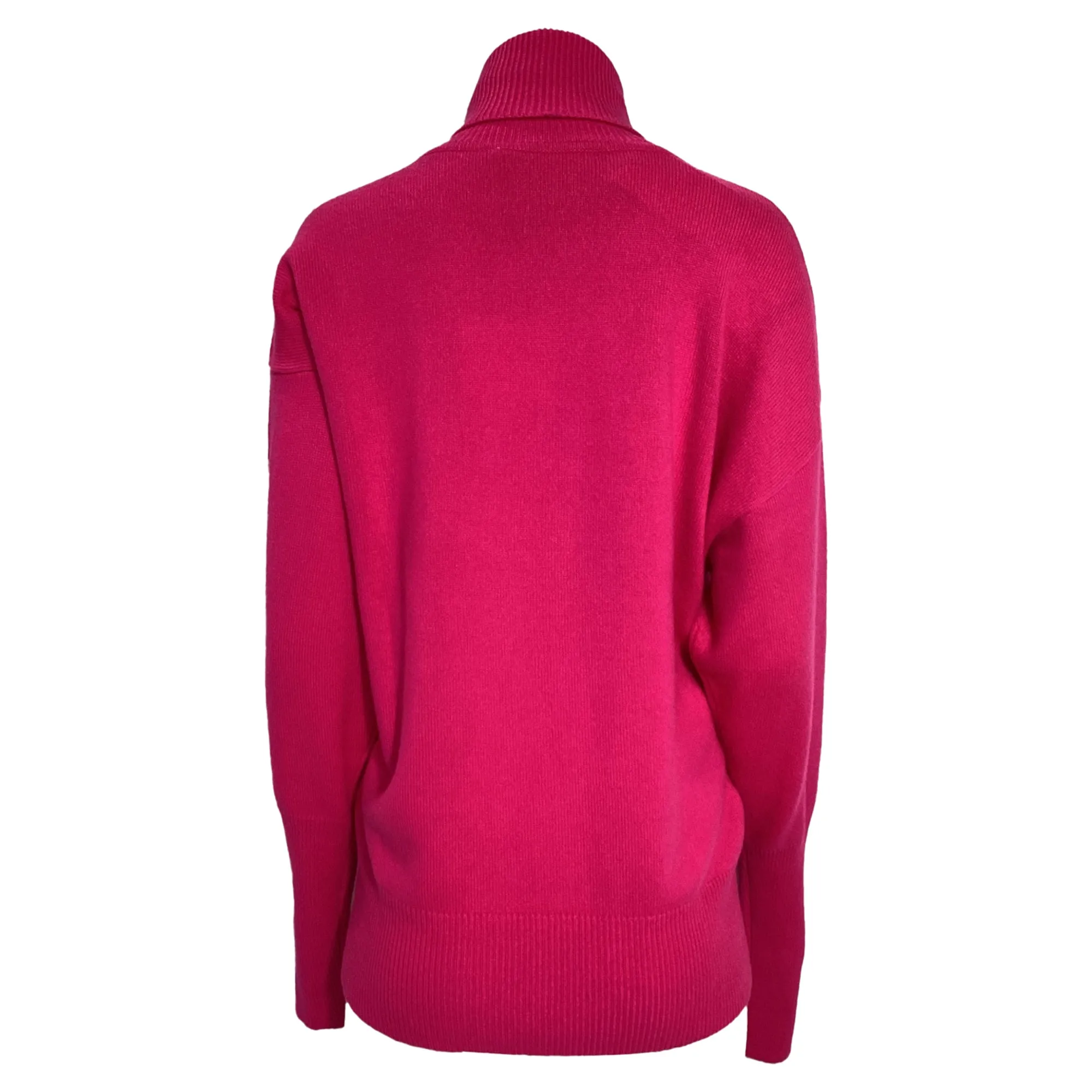 Victoria Beckham Logo-Embroidered Turtleneck Sweater in Pink Cashmere