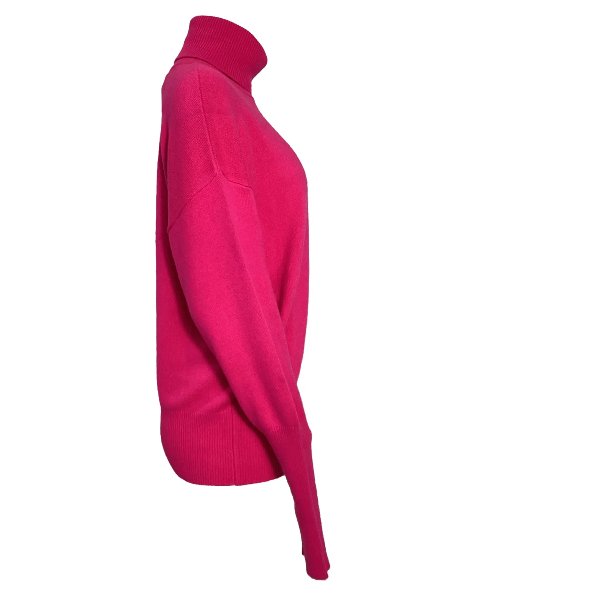 Victoria Beckham Logo-Embroidered Turtleneck Sweater in Pink Cashmere