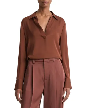Vince Pullover Silk-Blend Polo Shirt