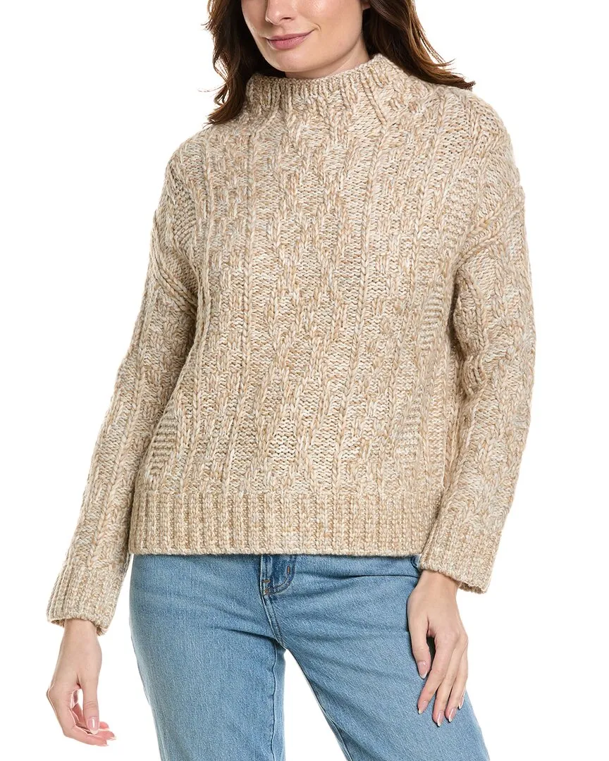 Vince Textured Cable Funnel Wool-Blend Sweater