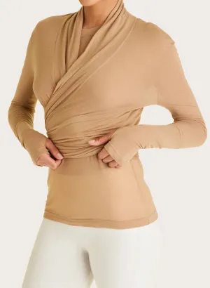 Washable Cashmere Cardigan In Camel