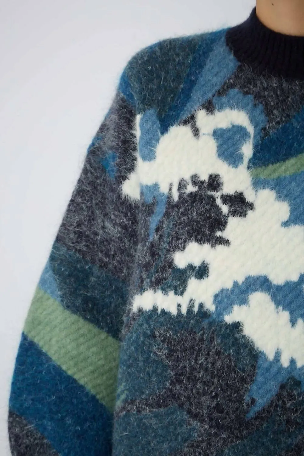 Wave Knit Sweater In Blue
