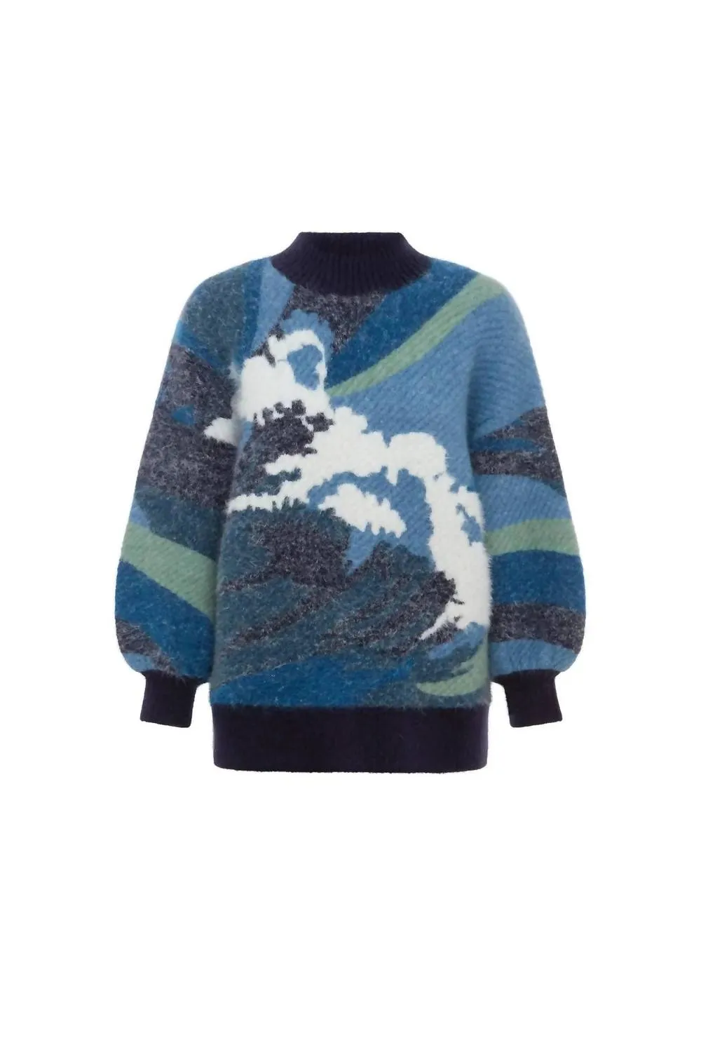 Wave Knit Sweater In Blue