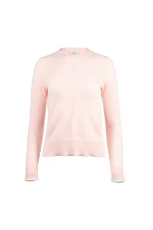 Women's Cashmere Tipped Crew Neck Sweater In Blush/ivory