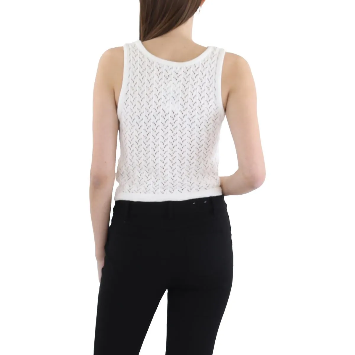Womens Crochet Scoop Neck Tank Top Sweater
