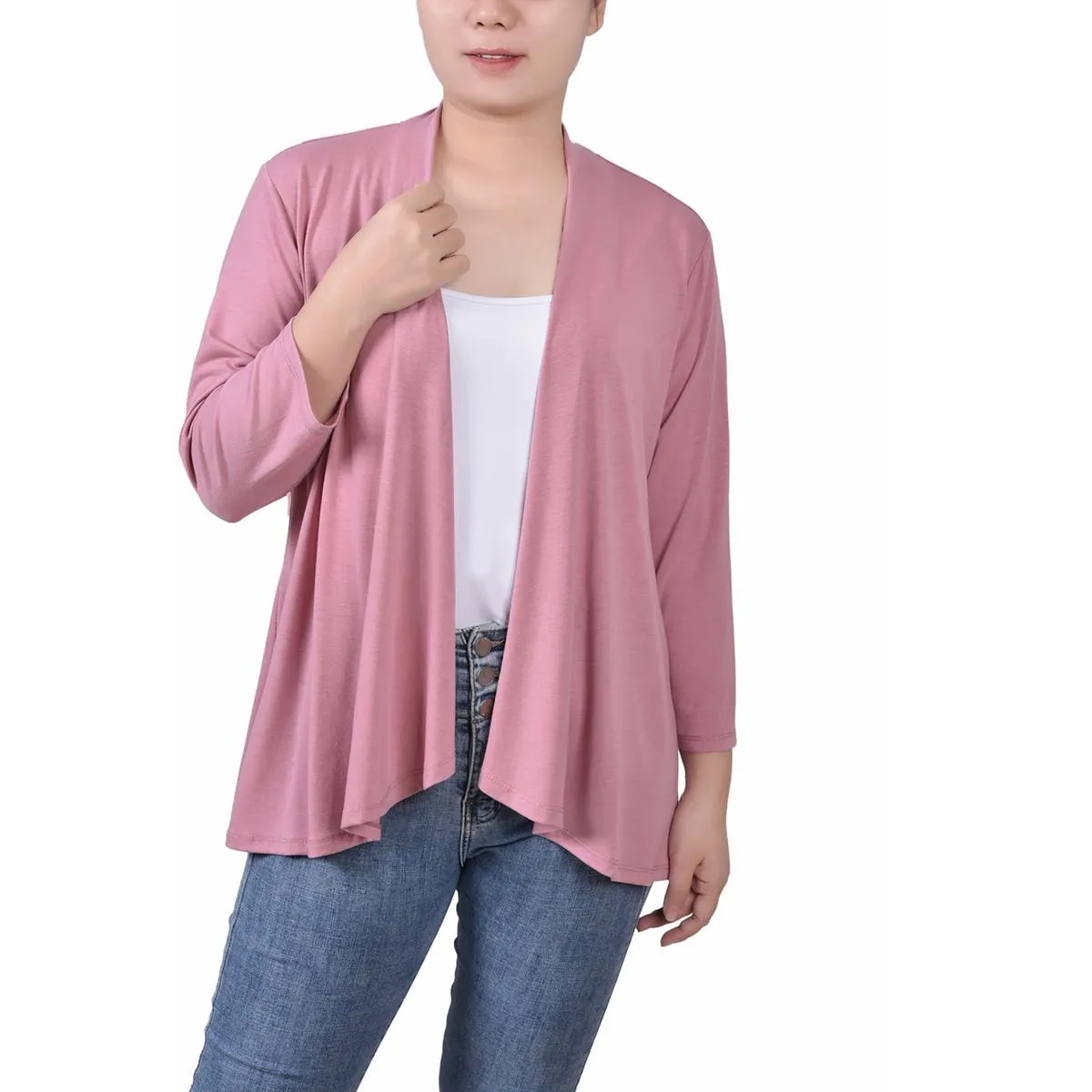 Womens Open Front Solid Cardigan Sweater
