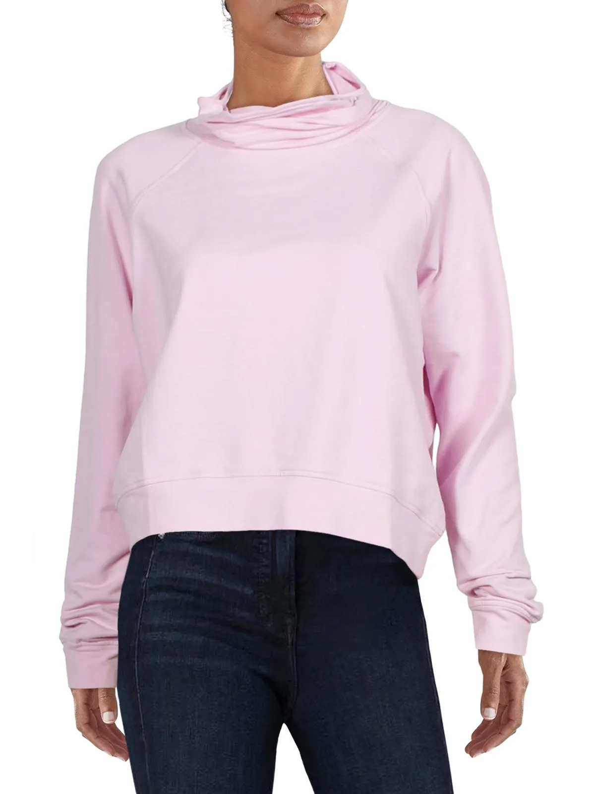 Womens Pullover Built-In Mask Crewneck Sweater