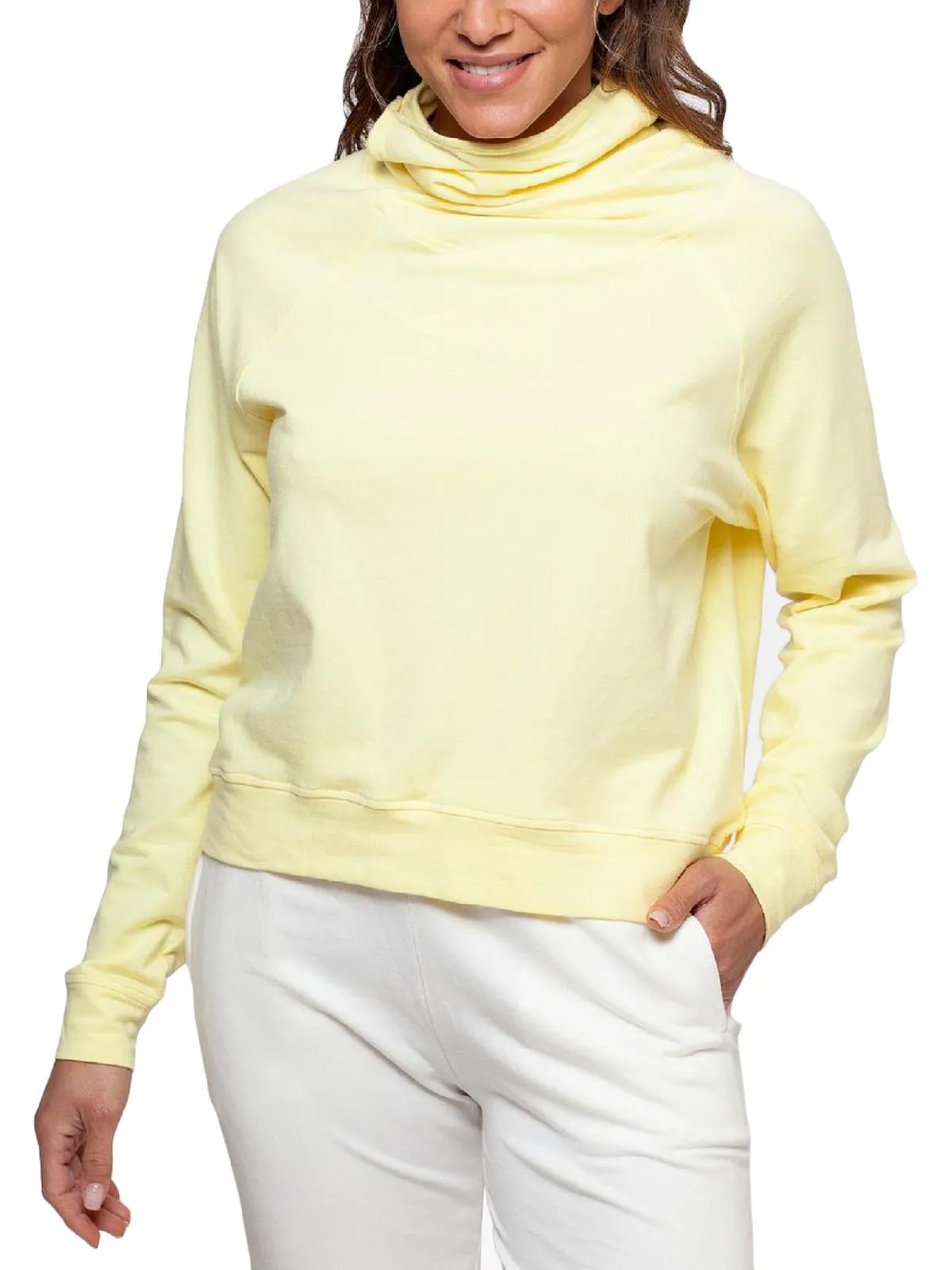 Womens Pullover Built-In Mask Crewneck Sweater