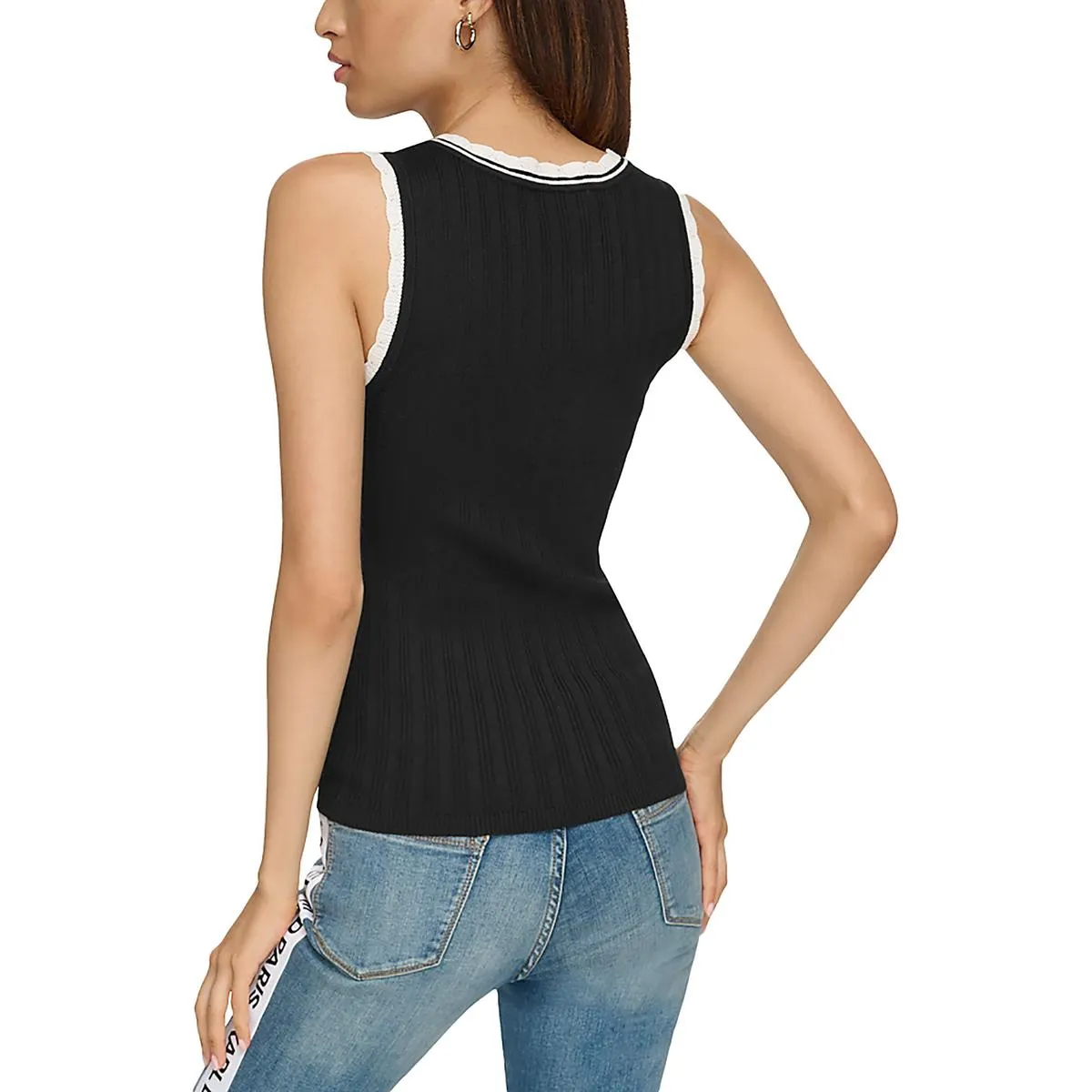 Womens Ribbed Knit Sleeveless Pullover Sweater