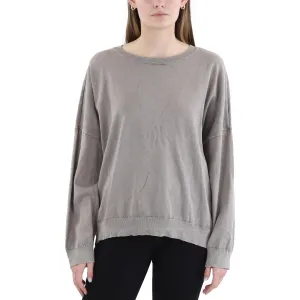 Womens Ribbed Trim  Cotton Pullover Sweater