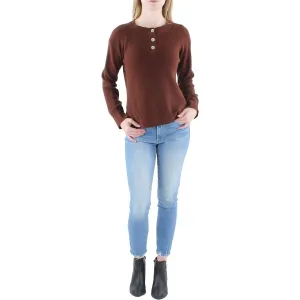 Womens Ribbed Trim  Knit Pullover Sweater