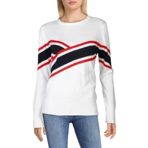 Womens Ribbed Trim Long Sleeve Crewneck Sweater