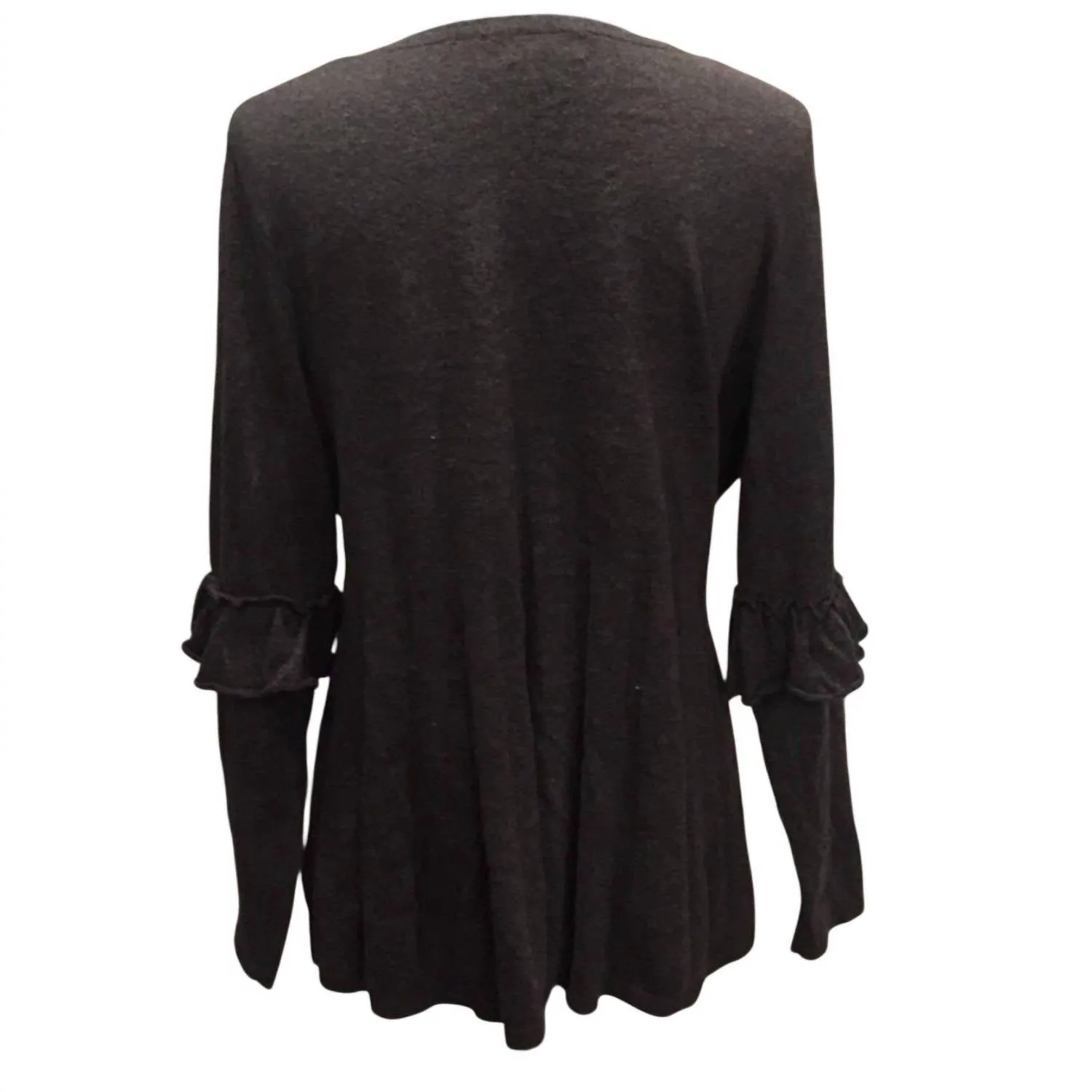 Women's Ruffled Elbow V-Neck Sweater - Plus In Black