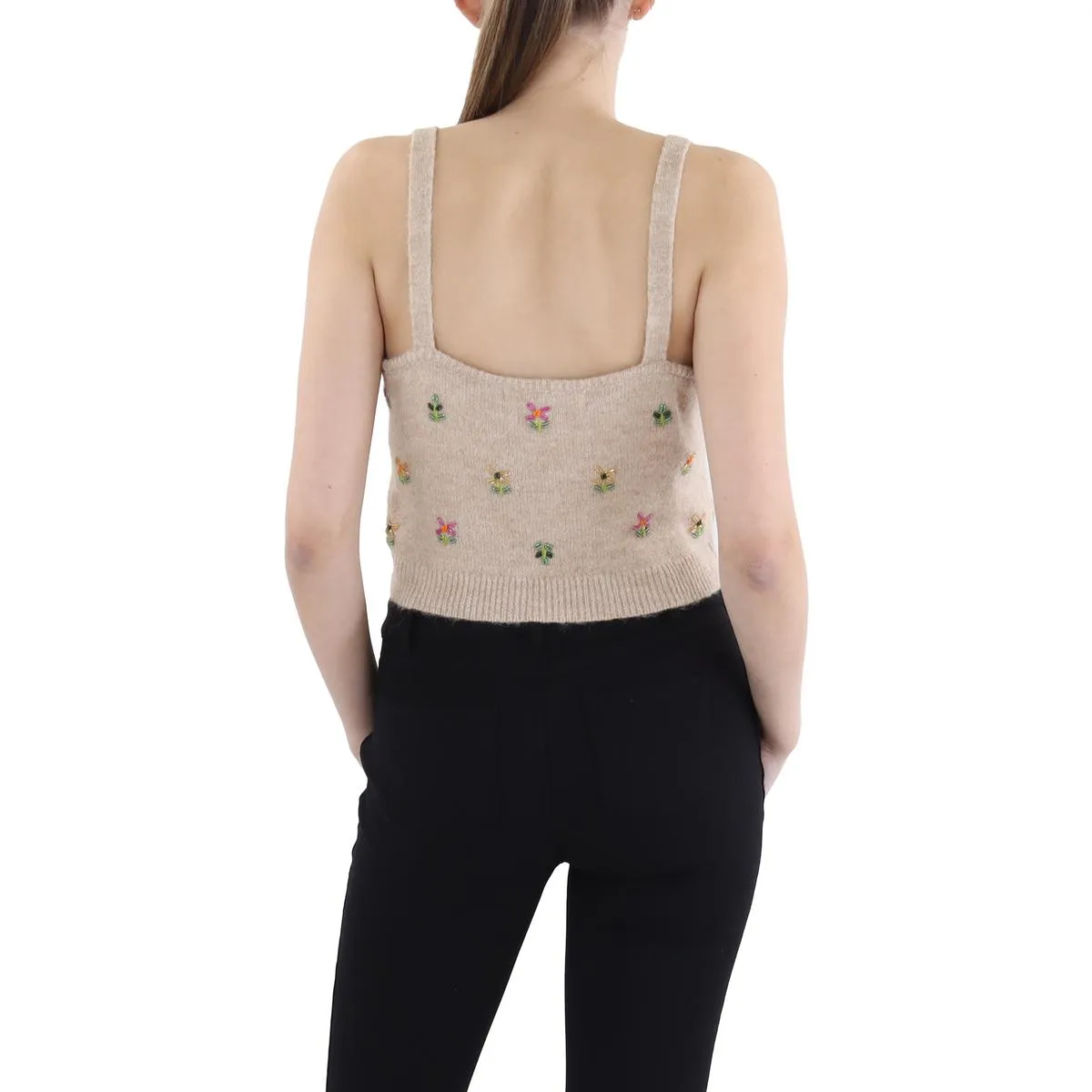 Womens Square Neck Short Crop Sweater