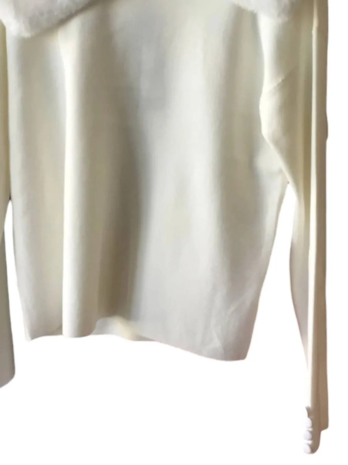 Women's Sweater With Removable Faux Fur Collar In White