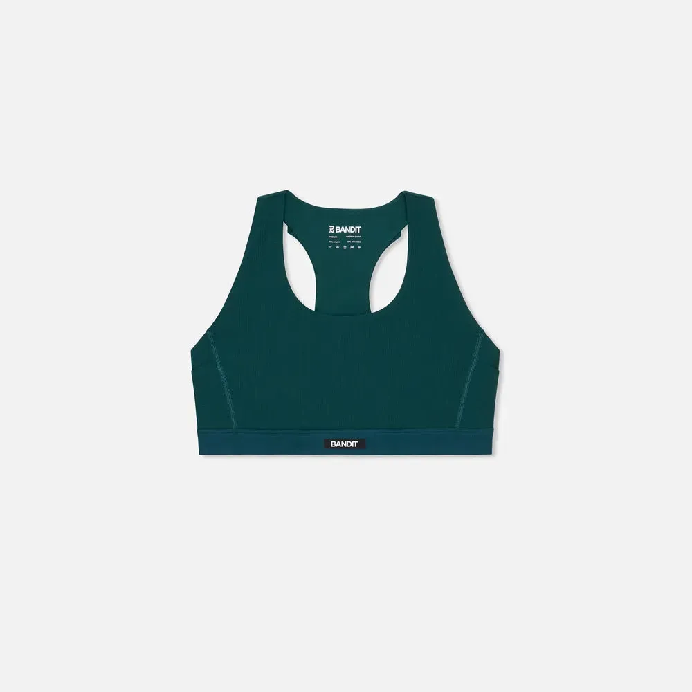 Womens Women's T-shirts, women's tops, women's summer styles, sports vests, running tops Cadence? Scoop Neck Run Bra - Pine