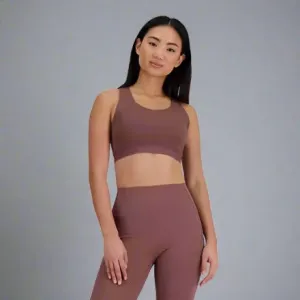 Womens Women's T-shirts, women's tops, women's summer styles, sports vests, running tops Sleek Medium Support Pocket Sports Bra - Licorice