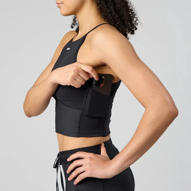 Womens Women's T-shirts, women's tops, women's summer styles, sports vests, running tops Stamina? 6 Pocket Nova Crop - Black