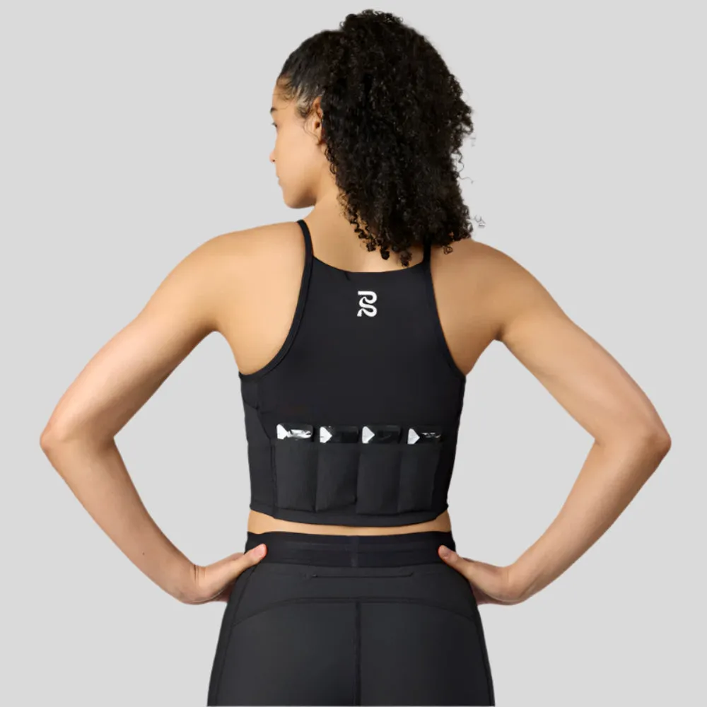 Womens Women's T-shirts, women's tops, women's summer styles, sports vests, running tops Stamina? 6 Pocket Nova Crop - Black