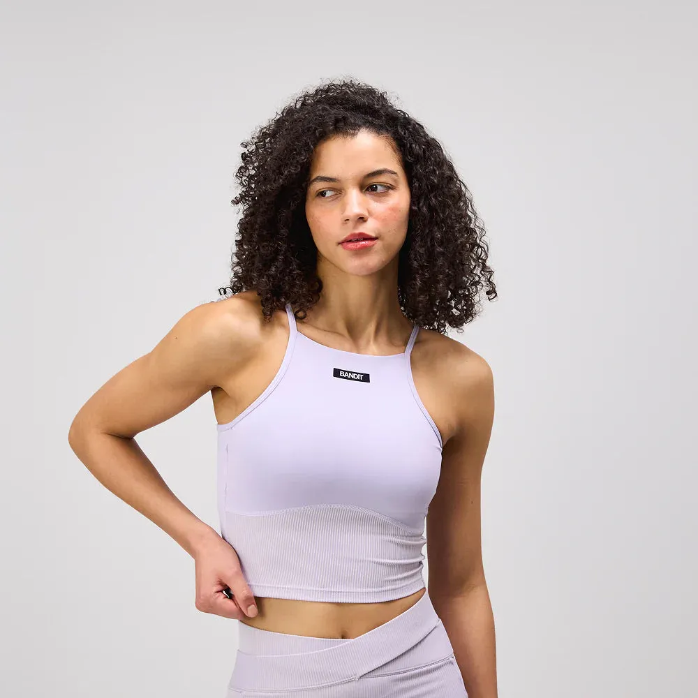 Womens Women's T-shirts, women's tops, women's summer styles, sports vests, running tops Stamina? 7 Pocket Nova Crop - Light Thistle
