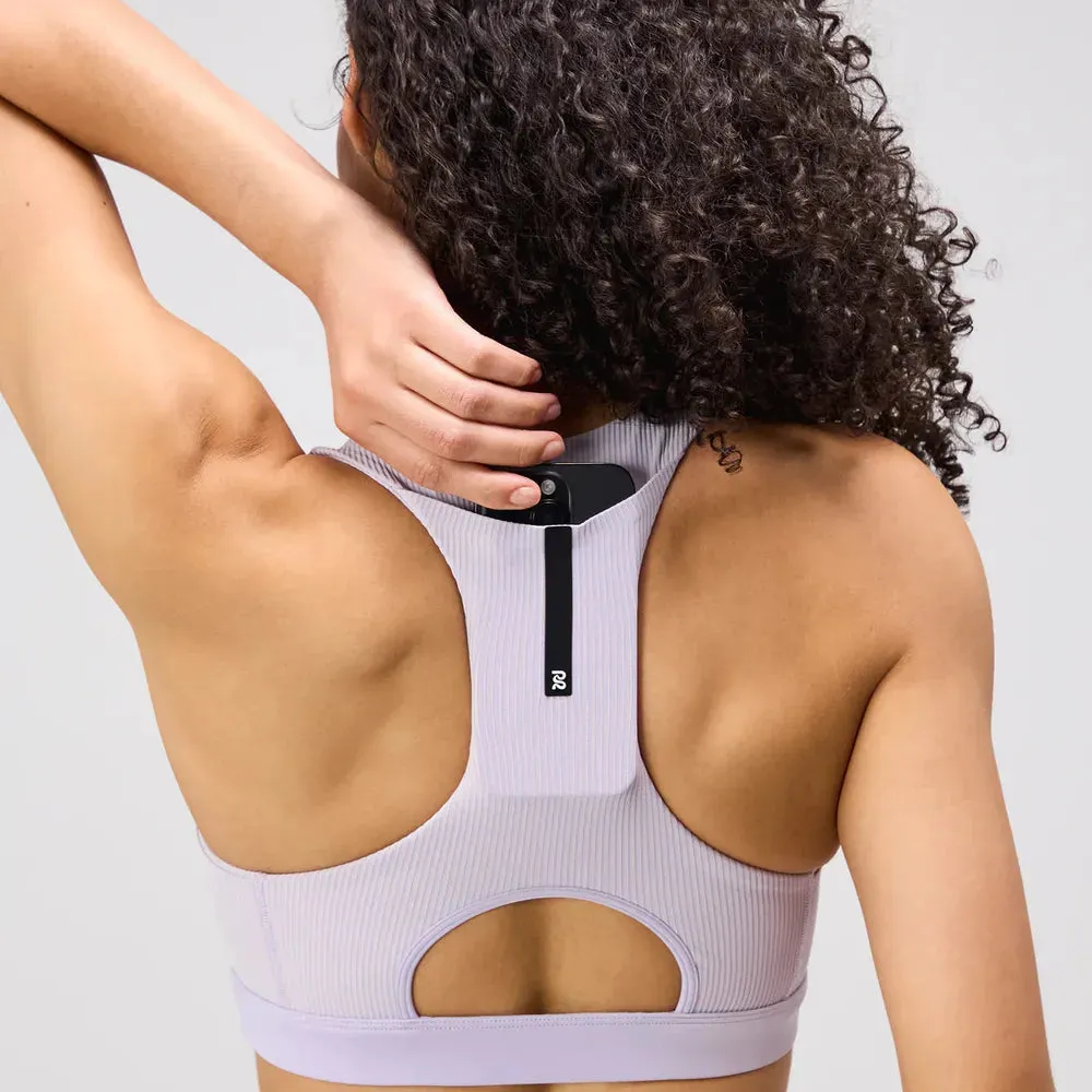 Womens Women's T-shirts, women's tops, women's summer styles, sports vests, running tops Striped Cadence? Scoop Neck Run Bra - Light Thistle