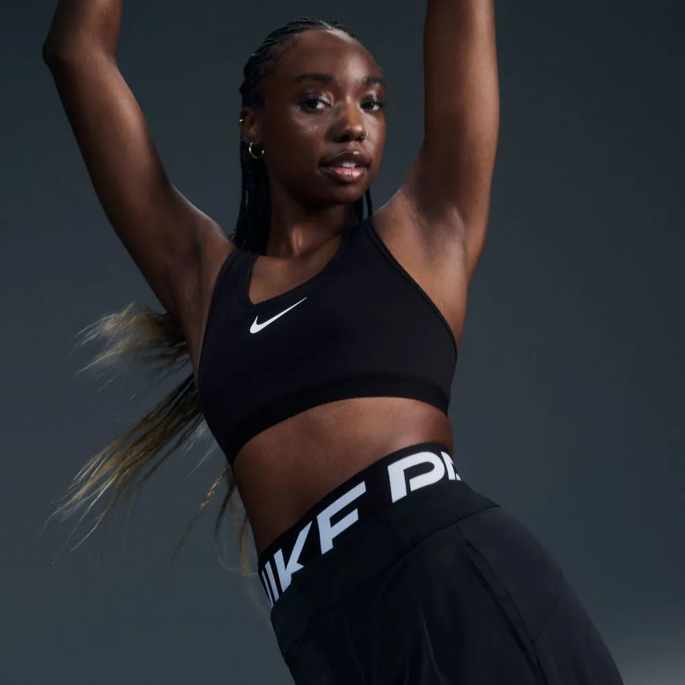 Womens Women's T-shirts, women's tops, women's summer styles, sports vests, running tops Swoosh High Support Non-Padded Adjustable Sports Bra - Black/Iron Grey/White